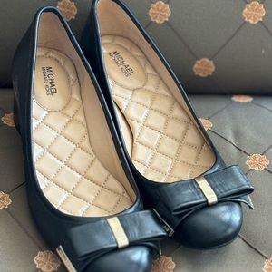 Michael Kors Black Leather Wedge Heels 8.5